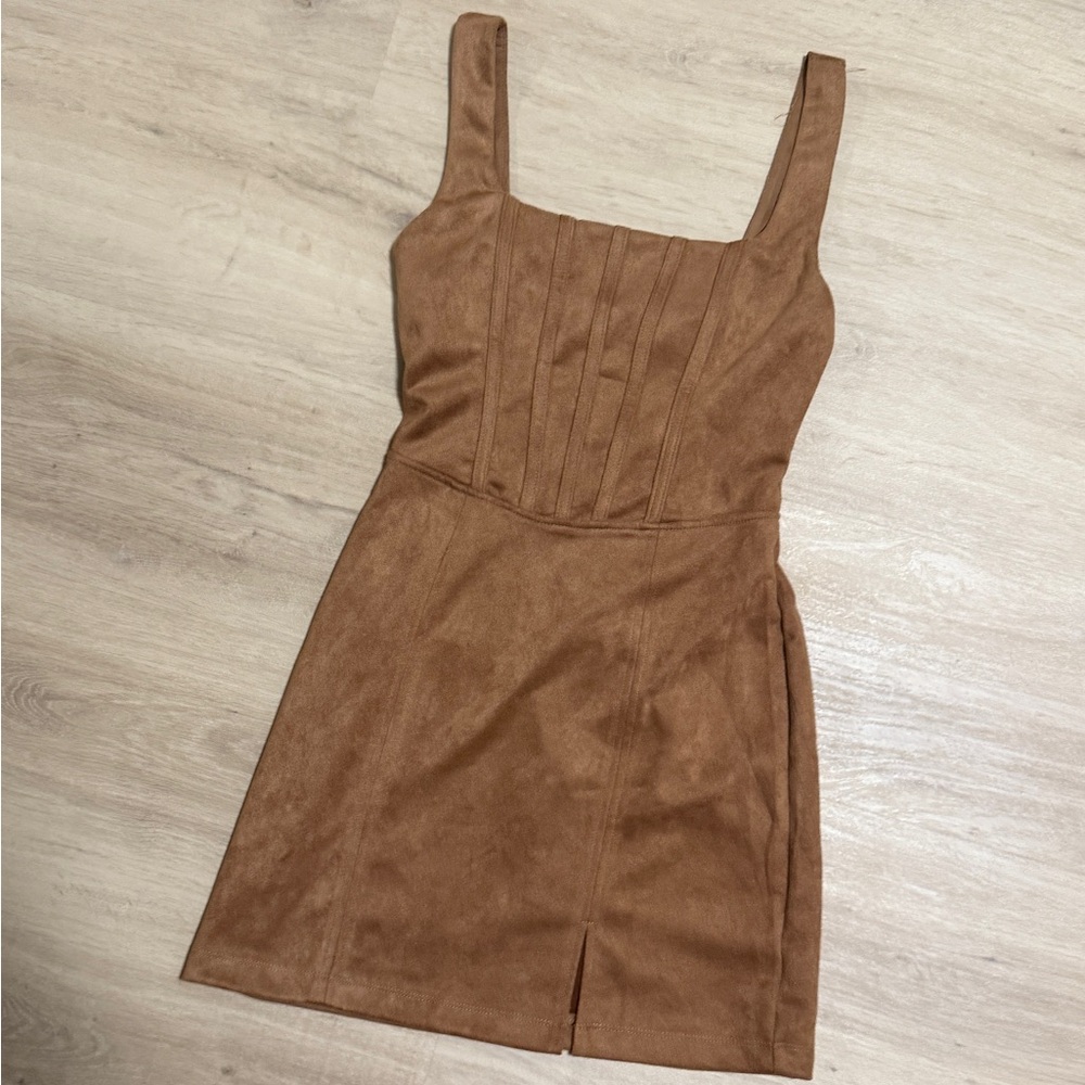 Francesca’s Suede Corset Mini Dress